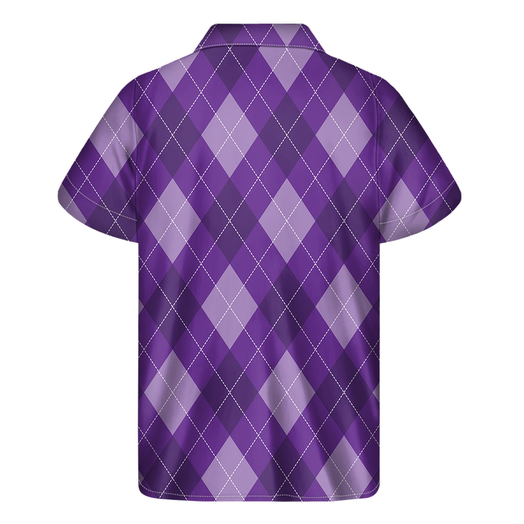Island Breeze: Purple Argyle Hawaiian Short Sleeve Shirt - 2