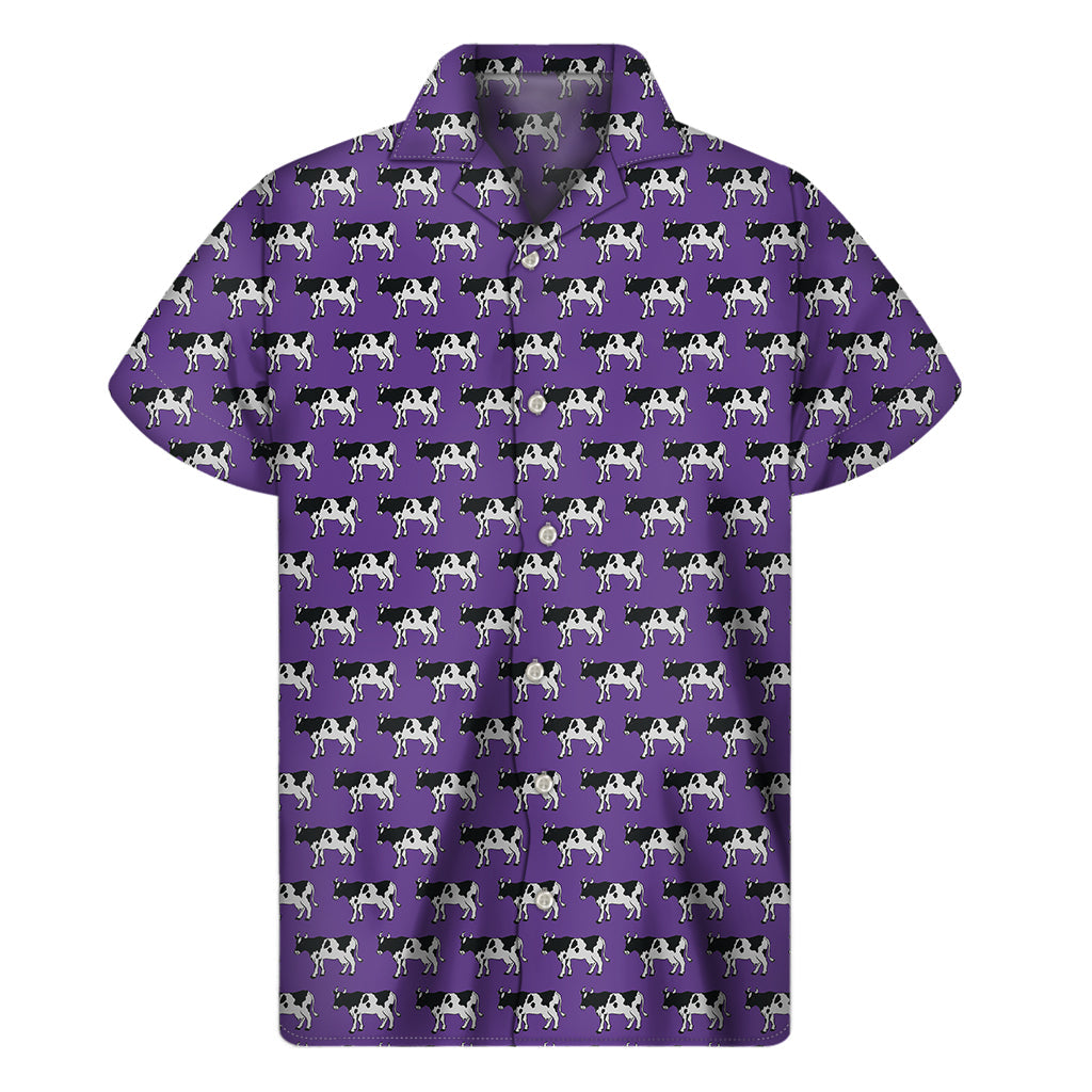 Purple Cow Pattern Hawaiian Aloha Shirt - 1