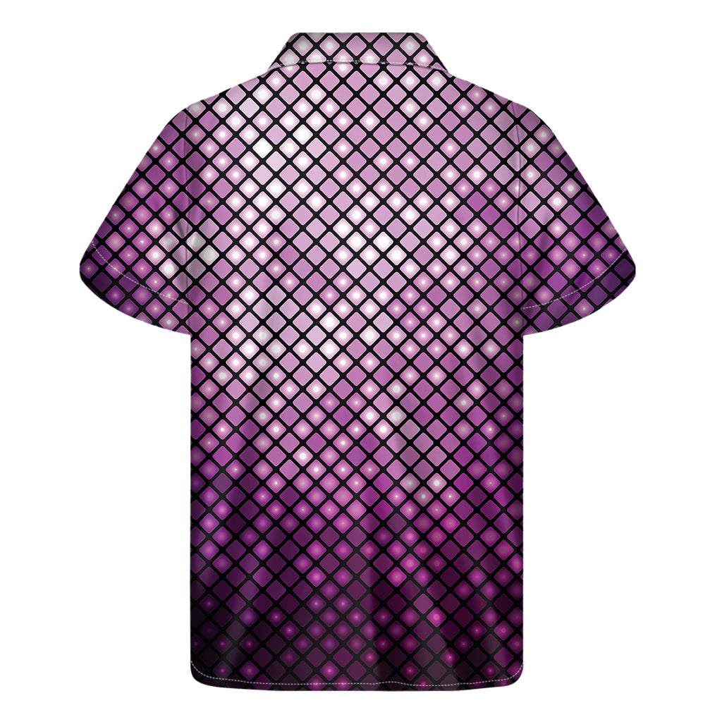 Island Vibes: Hawaiian Short Sleeve Shirt with Purple Disco Lights Pattern - 2