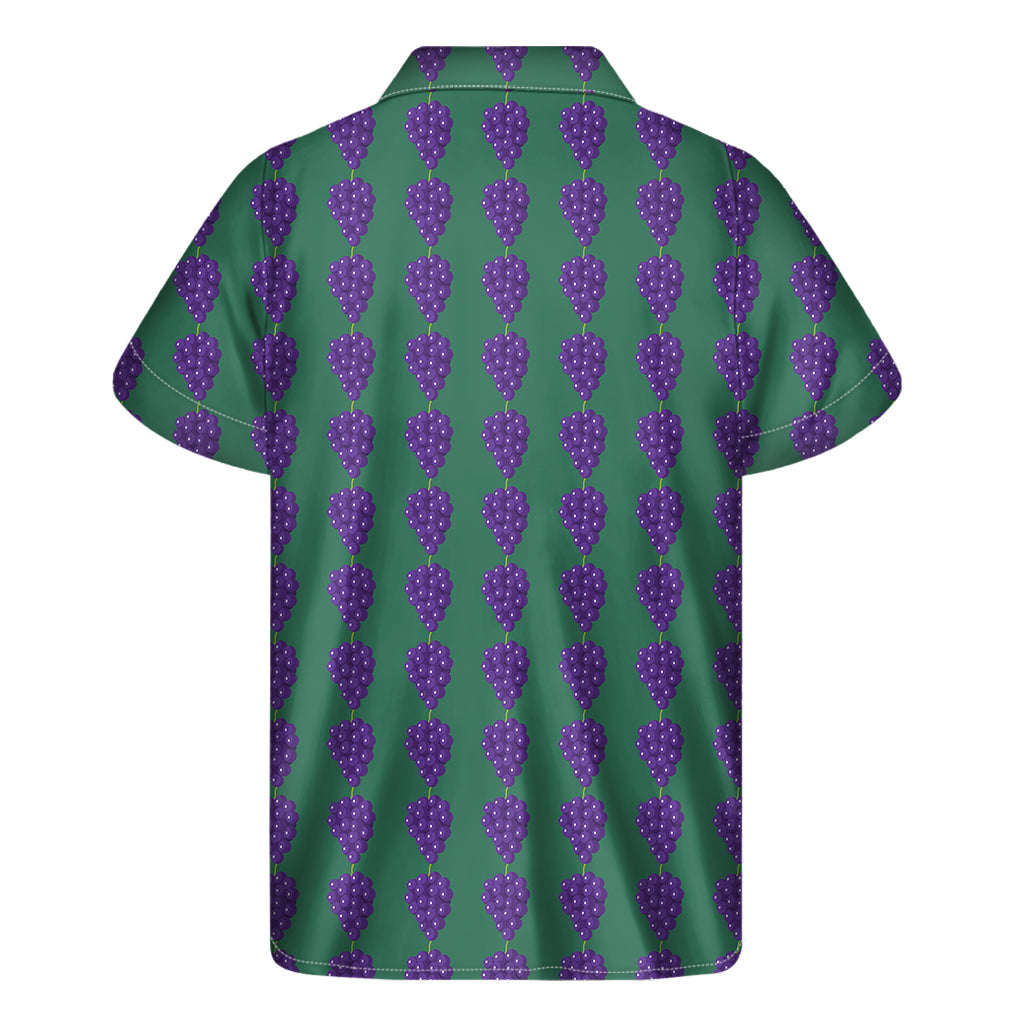 Island Vibes: Purple Grape Pattern Hawaiian Short Sleeve Shirt - 2