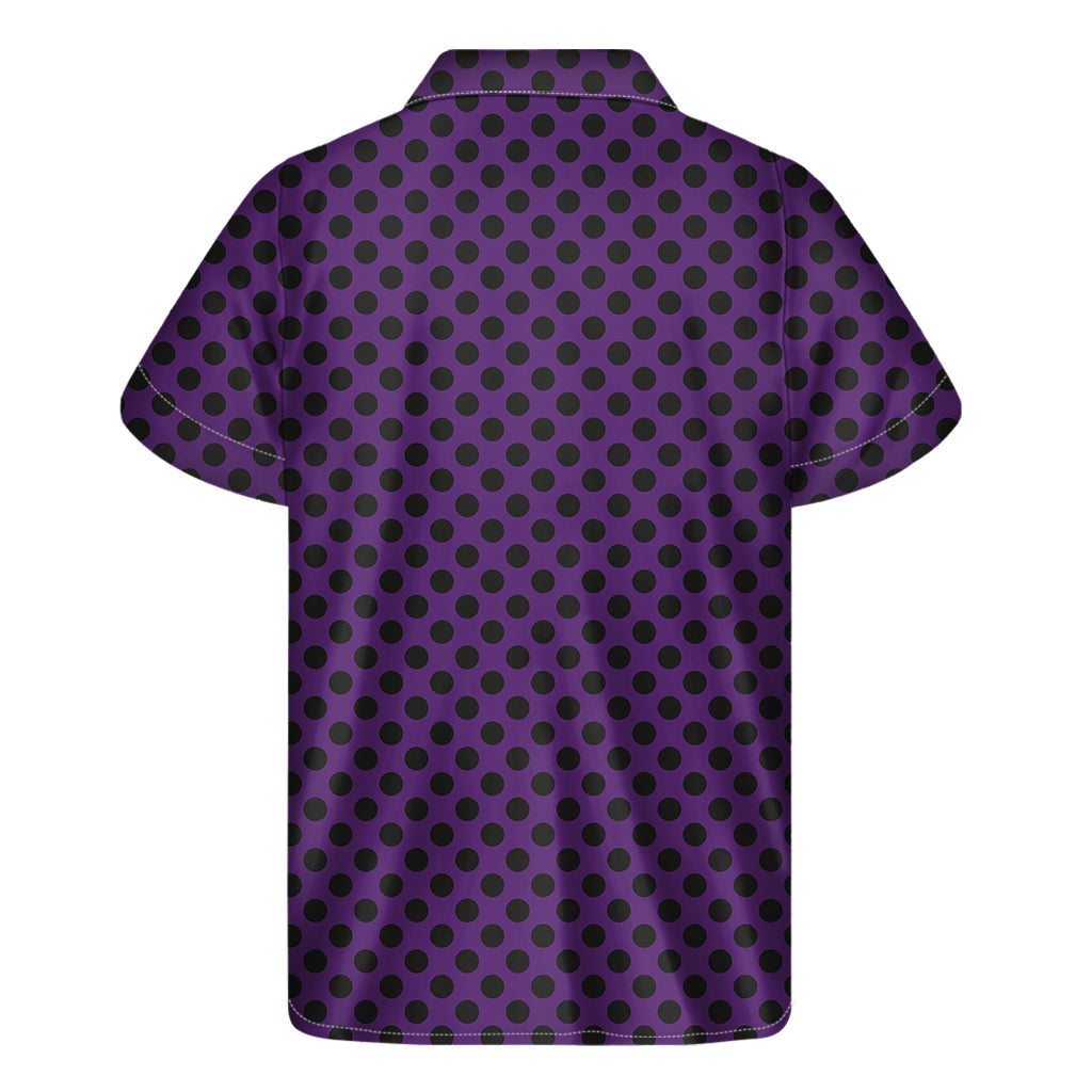 Tropical Vibes: Purple Halloween Pattern Print Hawaiian Short Sleeve Shirt - 2