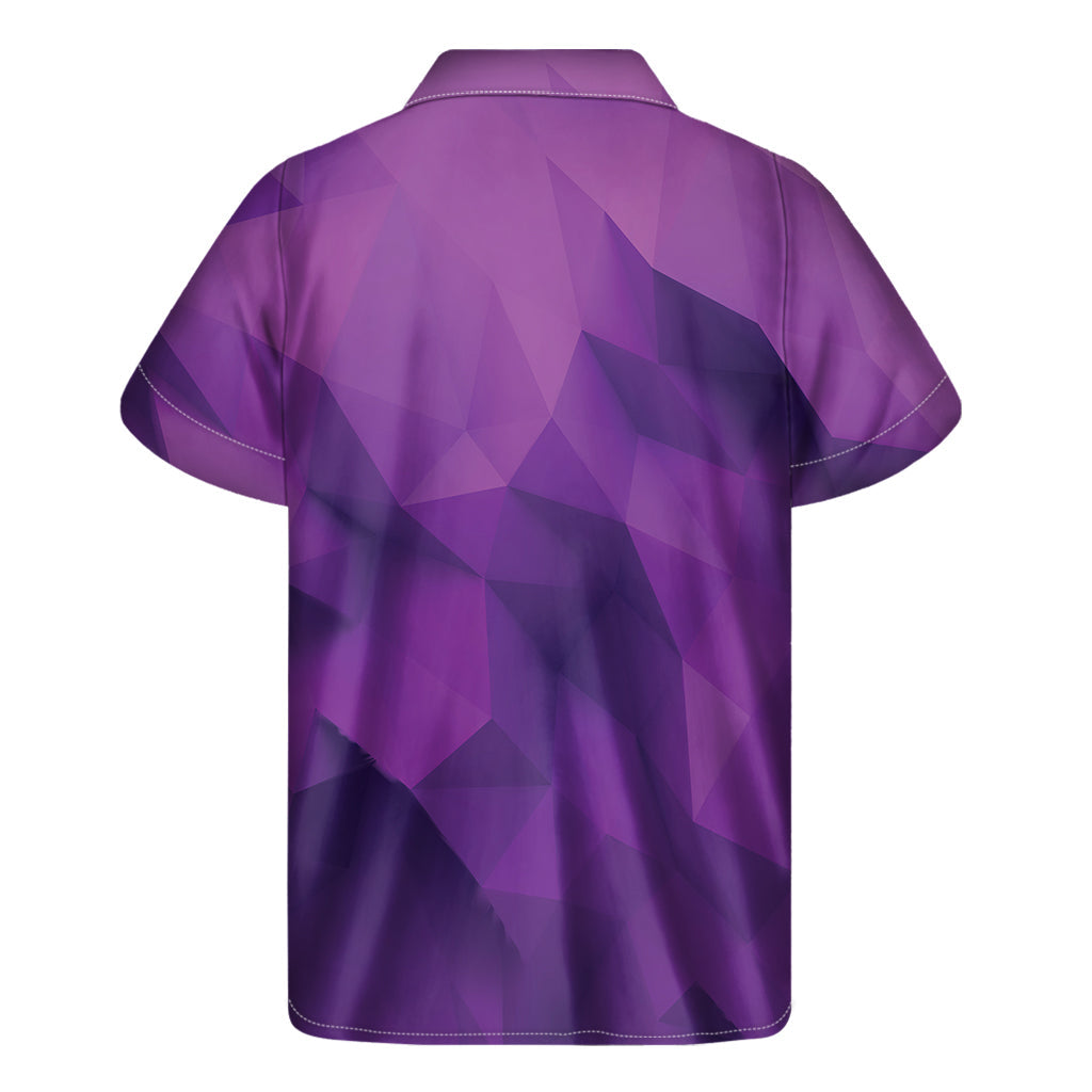 Island Vibe: Purple Polygonal Geometric Print Hawaiian Short Sleeve Shirt - 2