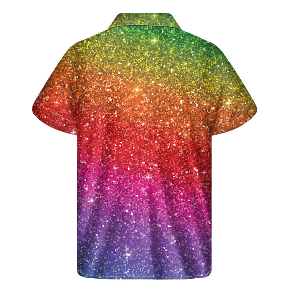 Island Vibes: Rainbow Glitter Artwork Hawaiian Short Sleeve Shirt - 2