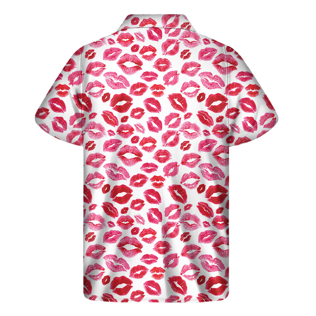 Island Love: Red and Pink Lips Hawaiian Short Sleeve Shirt - 2