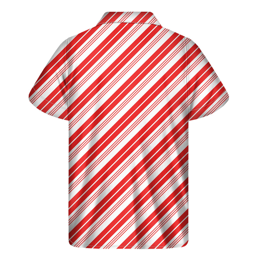 Red and White Candy Cane Stripe Hawaiian Short Sleeve Shirt - 2