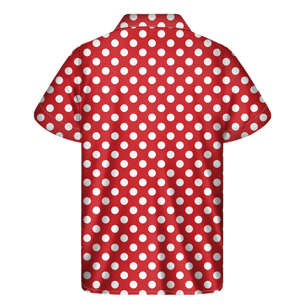 Red and White Polka Dot Hawaiian Style Short Sleeve Shirt - 2
