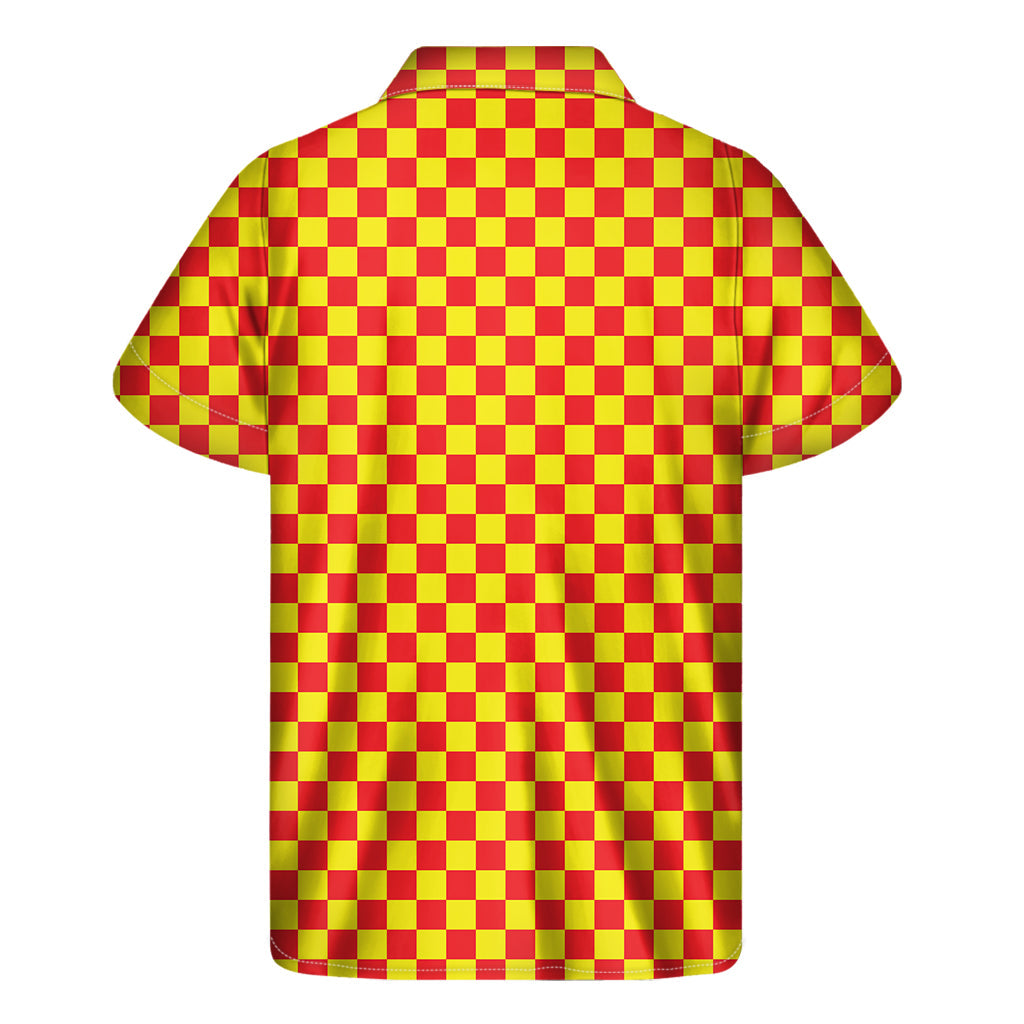 Tropical Vibes Red and Yellow Checkered Hawaiian Shirt - 2