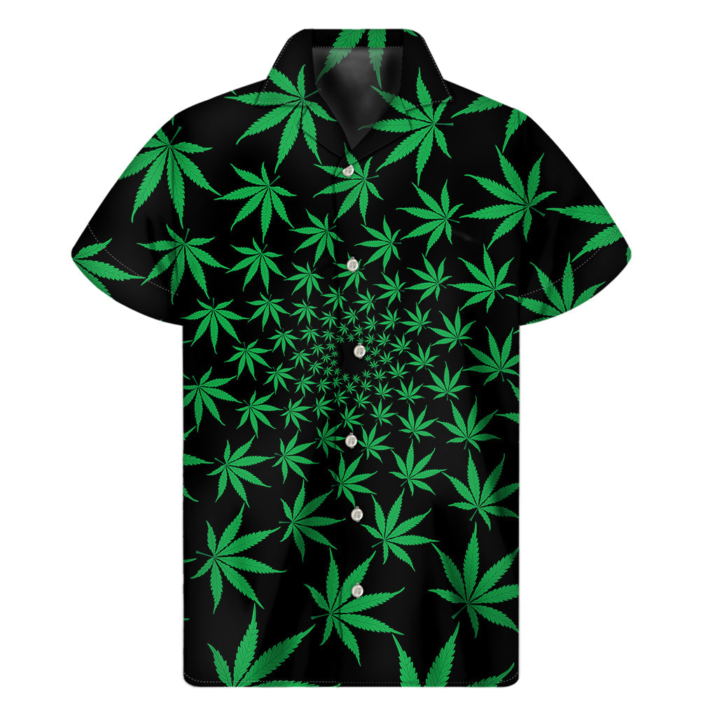 Swirl Cannabis Leaf Hawaiian Short Sleeve Shirt - 1