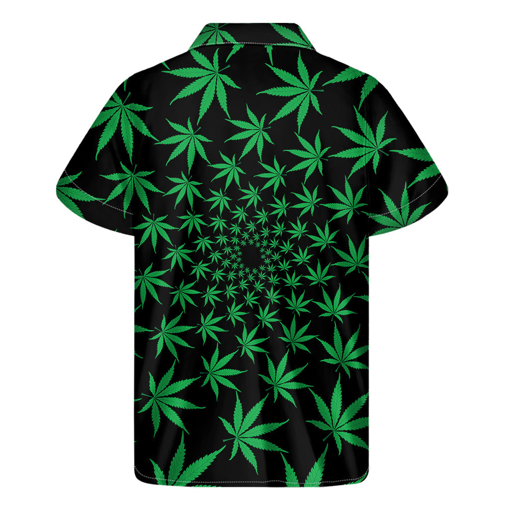 Swirl Cannabis Leaf Hawaiian Short Sleeve Shirt - 2