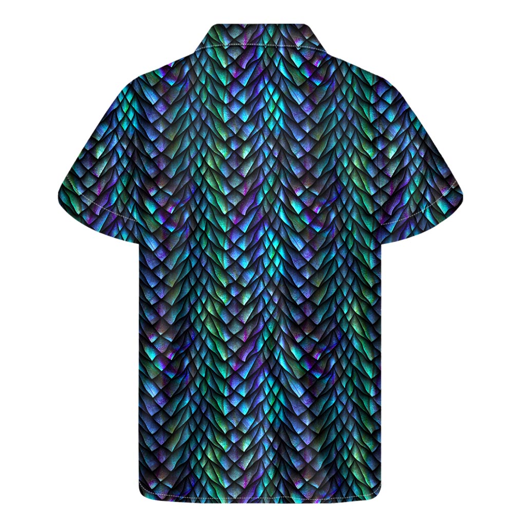 Turquoise Dragon Scales Hawaiian Short Sleeve Shirt - 2