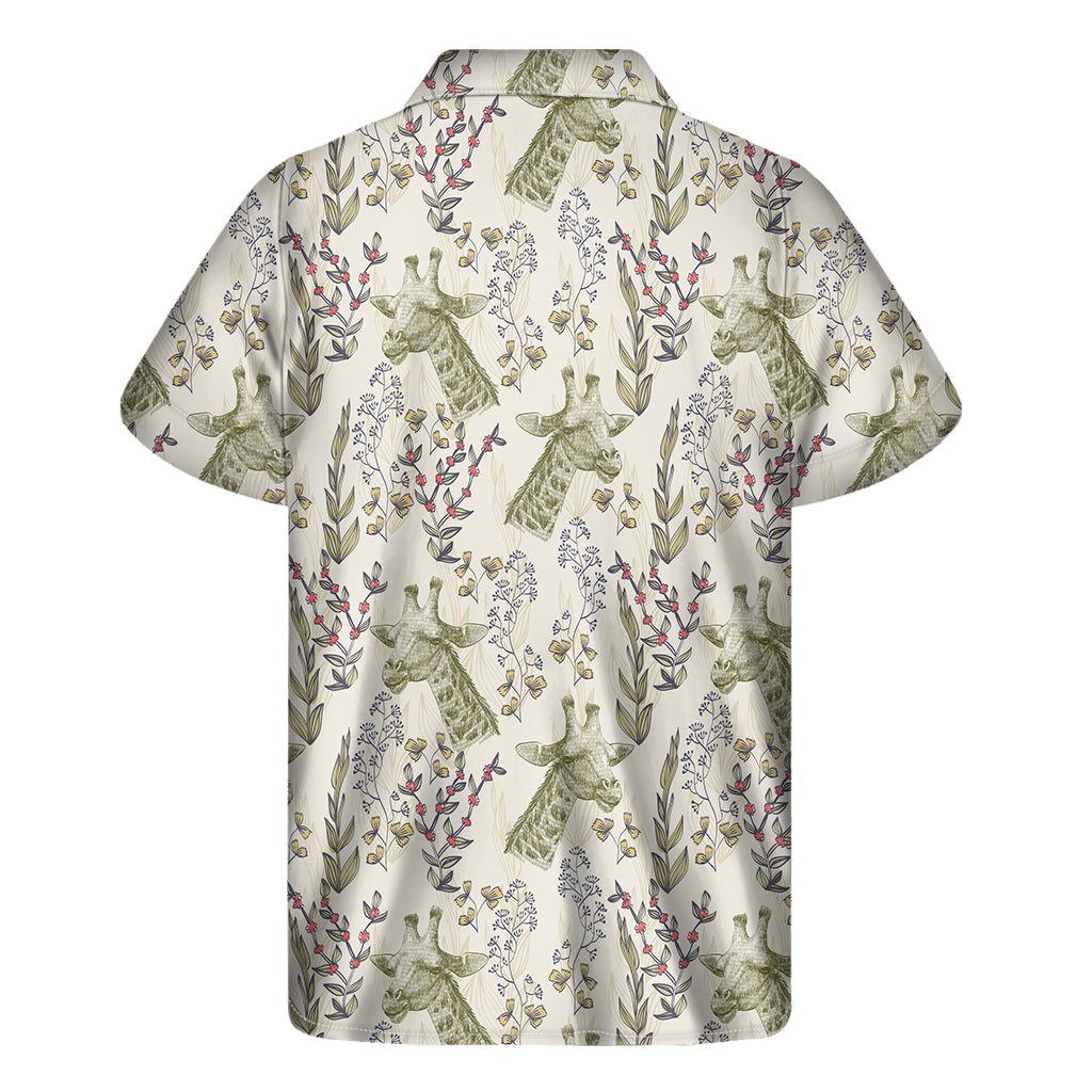 Tropical Vibes: Vintage Giraffe Print Hawaiian Short Sleeve Shirt - 2