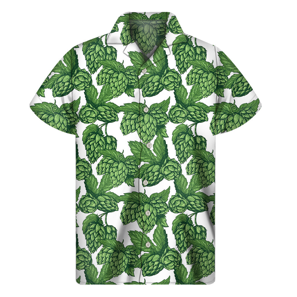 Vintage Hop Cone Pattern Hawaiian Short Sleeve Shirt - 1