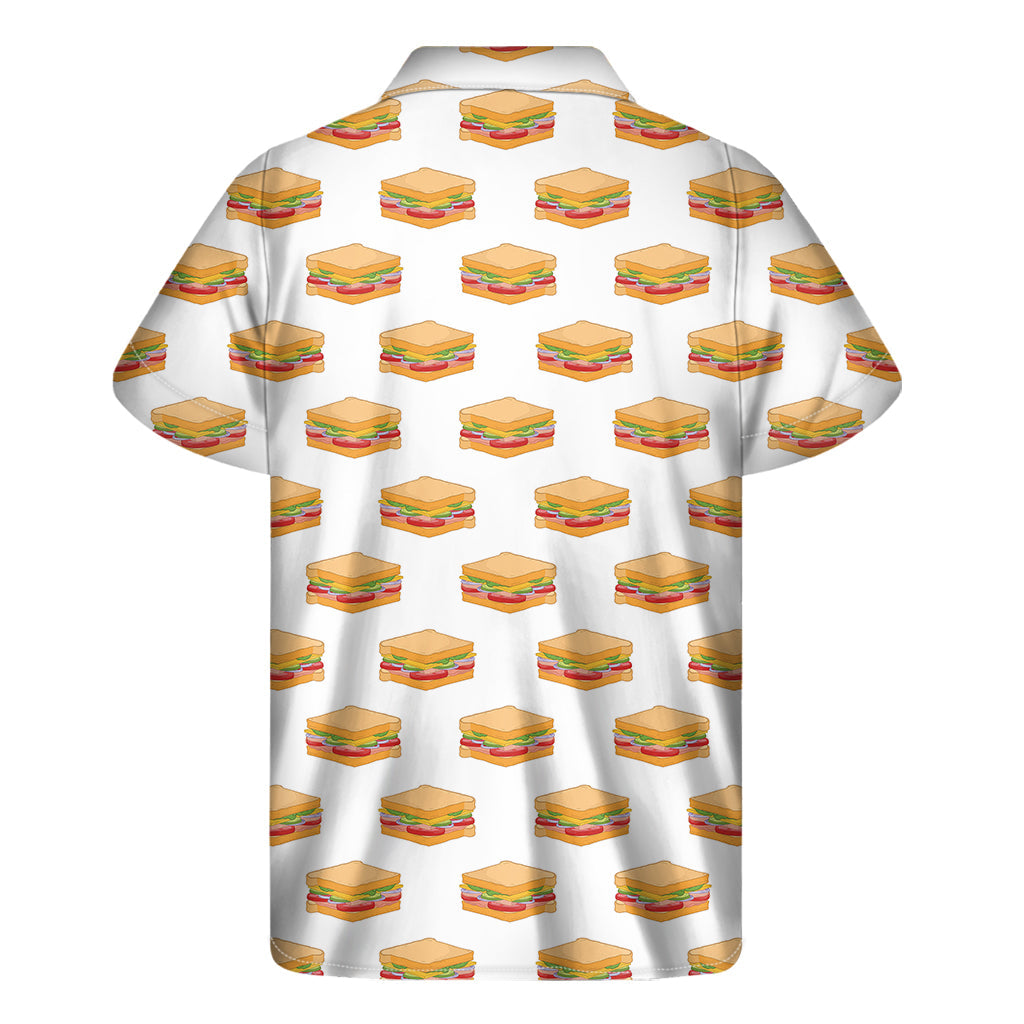 White Sandwiches Pattern Print Hawaiian Short Sleeve Shirt - 2