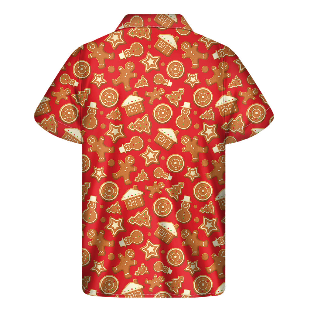 Hawaiian Holiday Vibes: Xmas Gingerbread Pattern Print Short Sleeve Shirt - 2