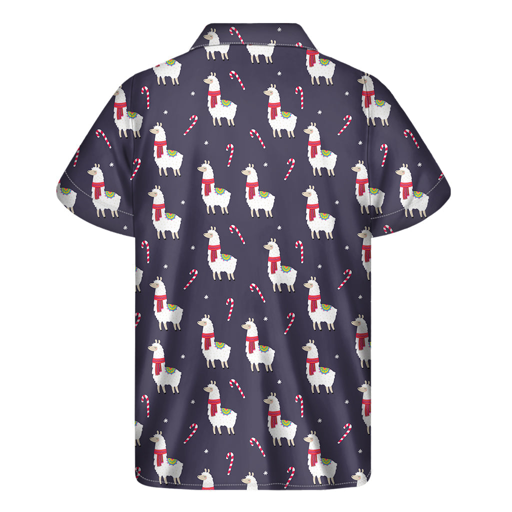 Tropical Vibes: Hawaiian Short Sleeve Shirt with Llama Pattern - 2