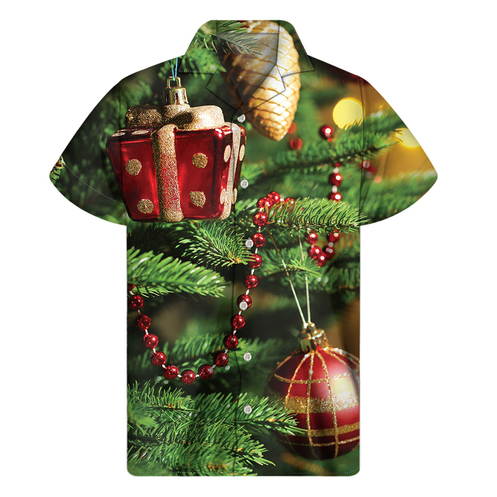 Island Style: Hawaiian Xmas Tree Print Short Sleeve Shirt - 1