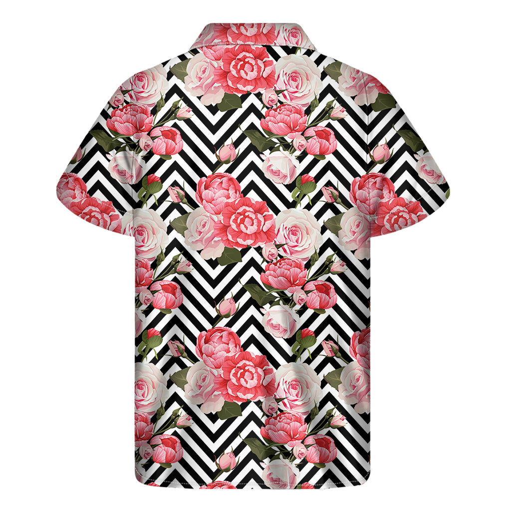 Zigzag Peony and Rose Hawaiian Short Sleeve Shirt - 2