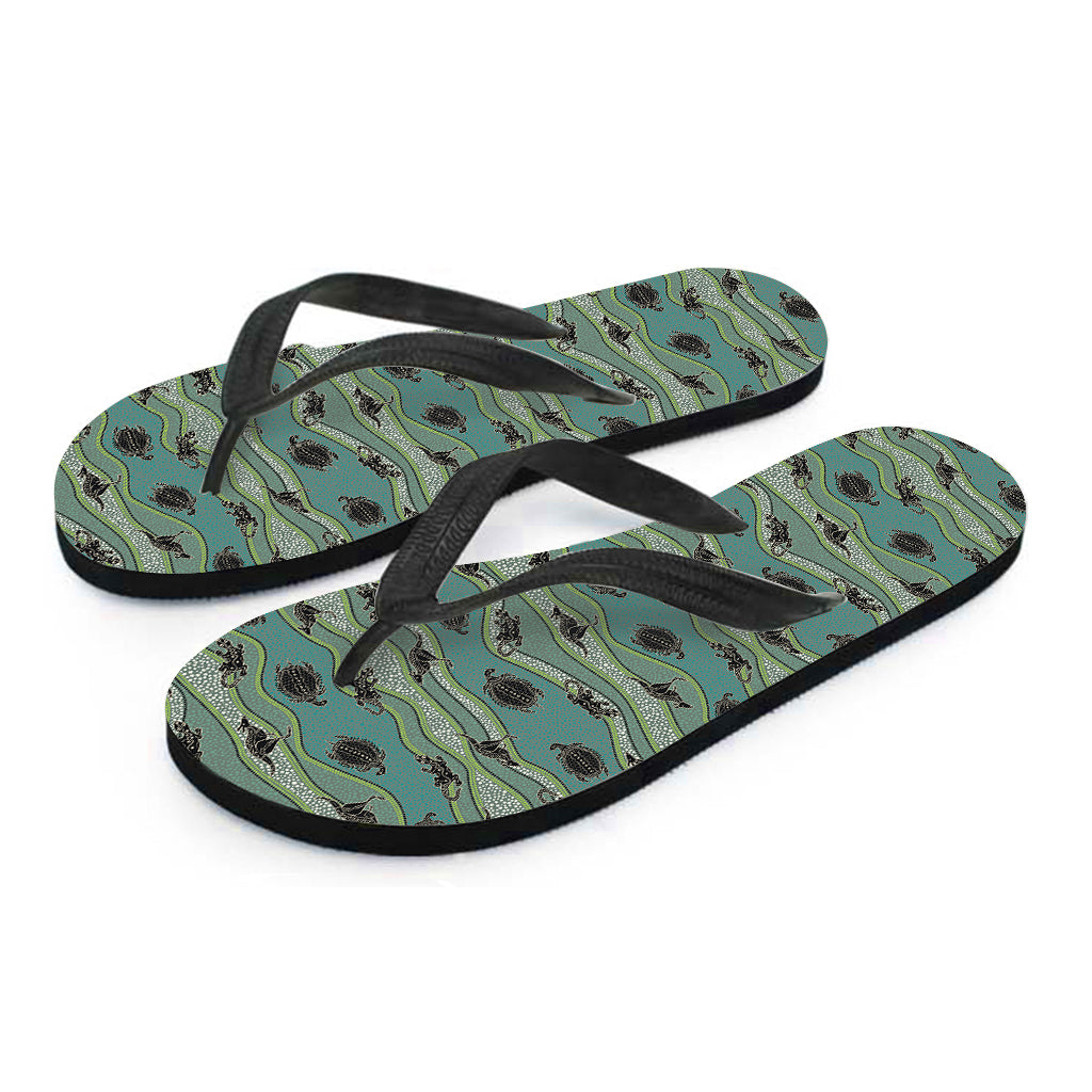 Hawaiian Paradise: Aboriginal Animals Pattern Print Flip Flops and Outfit - 2