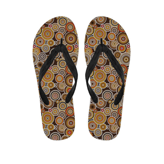 Authentic Hawaiian Style: Aboriginal Art Dot Pattern Print Flip Flops - 1