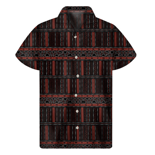 Island Vibes: Men's Hawaiian Short Sleeve Shirt with Aboriginal Indigenous Pattern - 1
