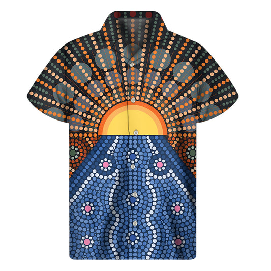 Splendid Sunset: Hawaiian-Inspired Men's Short Sleeve Shirt - 1
