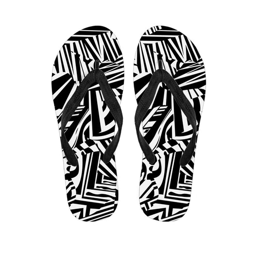 Hawaiian Dazzle: Abstract Pattern Print Flip Flops and Matching Outfit - 1