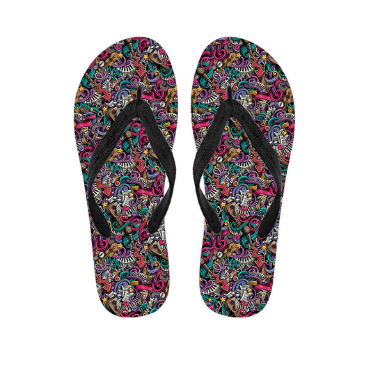 Groove in Style with Abstract Music Pattern Hawaiian Flip Flops - 1