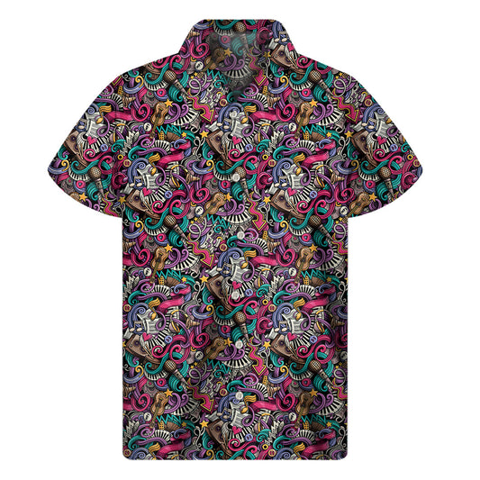 Island Beats: Abstract Music Pattern Hawaiian Short Sleeve Shirt - 1