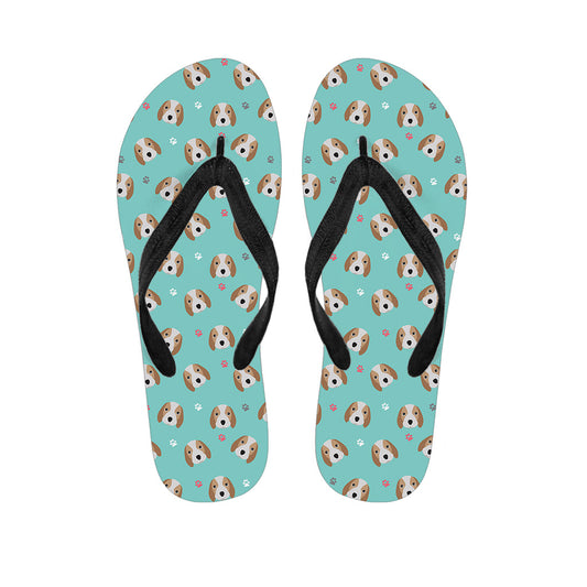 Tropical Pups: Hawaiian Style Flip Flops with Adorable Beagle Puppy Pattern - 1
