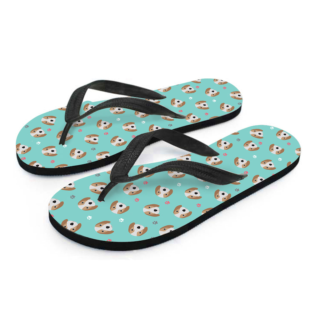 Tropical Pups: Hawaiian Style Flip Flops with Adorable Beagle Puppy Pattern - 2