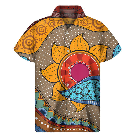 Tropical Vibes: Men's Hawaiian Short Sleeve Shirt in African Sun Print - 1