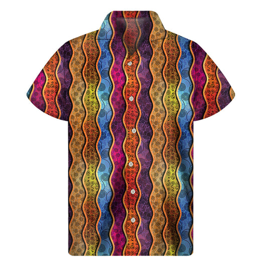 Island Breeze Paradise: Men's Hawaiian Short Sleeve Shirt with Ethnic-Inspired Print - 1