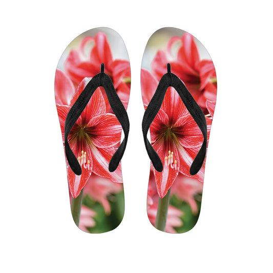 Tropical Paradise: Amaryllis Flower Print Hawaiian Outfit with Matching Flip Flops - 1