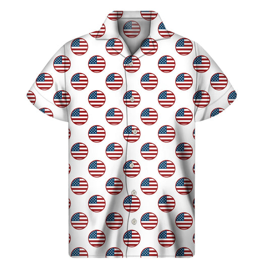 Hawaiian Style Circle Flag Print Short Sleeve Shirt - 1