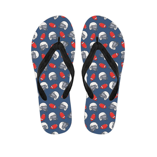 Hawaiian Touch Flip Flops: American Football Pattern Print - 1