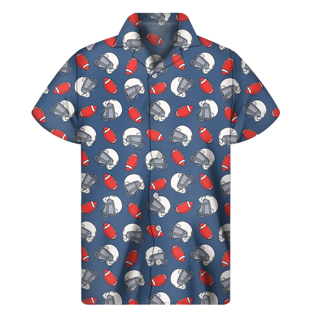 Island Vibes: Hawaiian Short Sleeve Shirt for Men with American Football Pattern - 1
