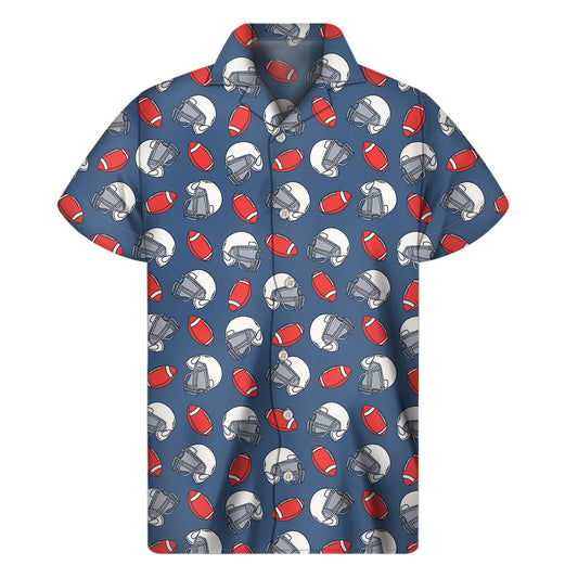 Island Vibes: Hawaiian Short Sleeve Shirt for Men with American Football Pattern - 1