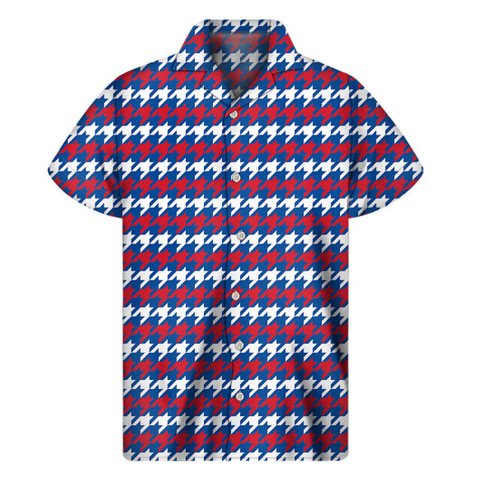 Classic American Houndstooth Hawaiian Outfit - Short Sleeve Shirt - 1