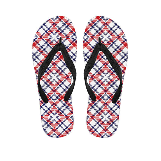 Island Vibes: Hawaiian Plaid Print Flip Flops - 1