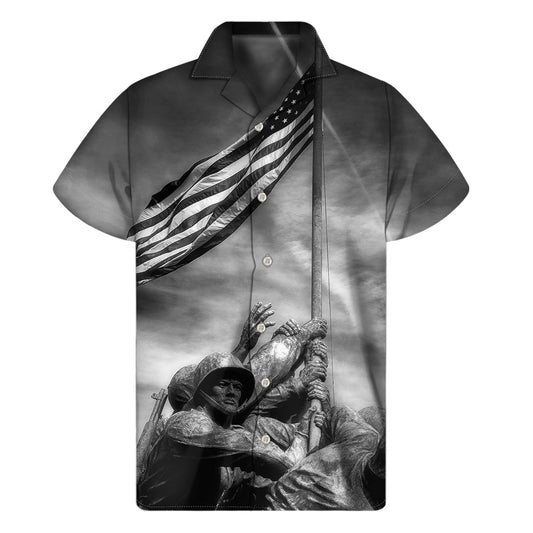 Hawaiian Bliss: American War Memorial Print Short Sleeve Shirt - 1