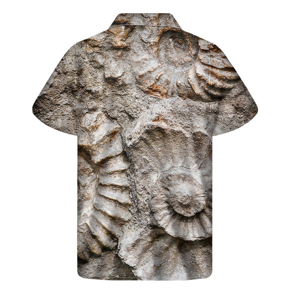 Discover Paradise: Ammonoidea Fossil Print Hawaiian Short Sleeve Shirt - 2