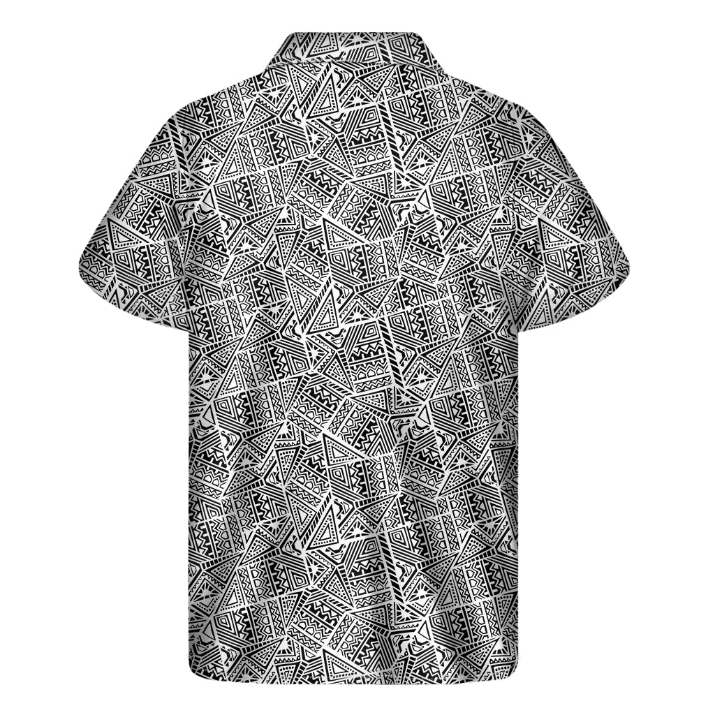 Island Vibes: Hawaiian Short Sleeve Shirt with Ancient Aztec Tribal Print - 2