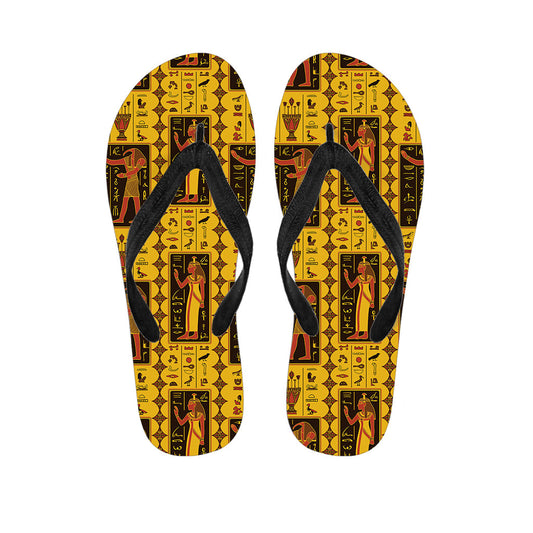 Island Chic: Ancient Egypt Pattern Hawaiian Outfit with Flip Flops - 1