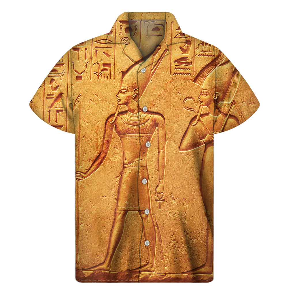 Island Dreamer: Hawaiian Short Sleeve Shirt with Ancient Egyptian Gods Print - 1