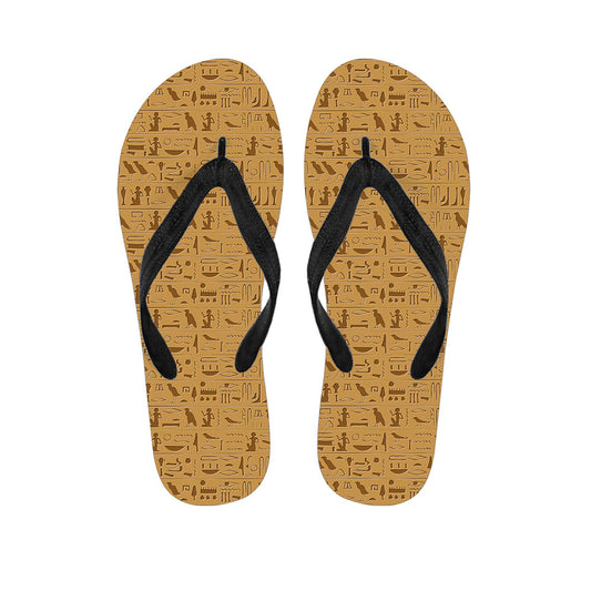 Hawaiian Paradise: Ancient Egyptian Hieroglyphs Print Flip Flops Outfit - 1