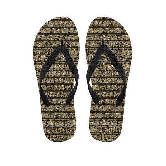 Mayan Paradise: Hawaiian Outfit with Ancient Maya Pattern Flip Flops - 1