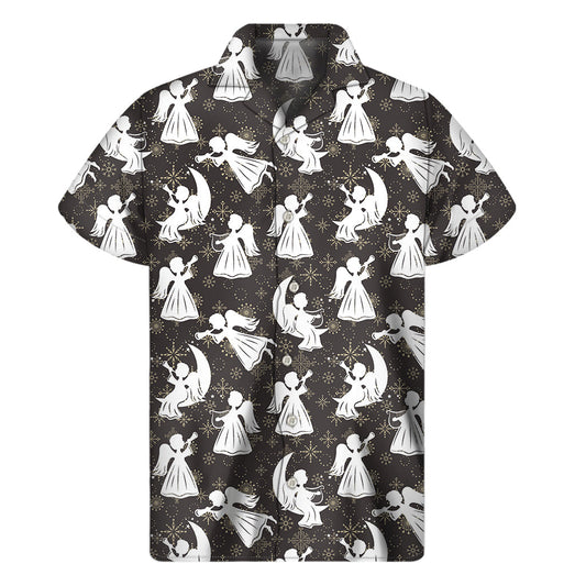 Tropical Vibes: Angel and Snowflake Pattern Hawaiian Shirt - 1