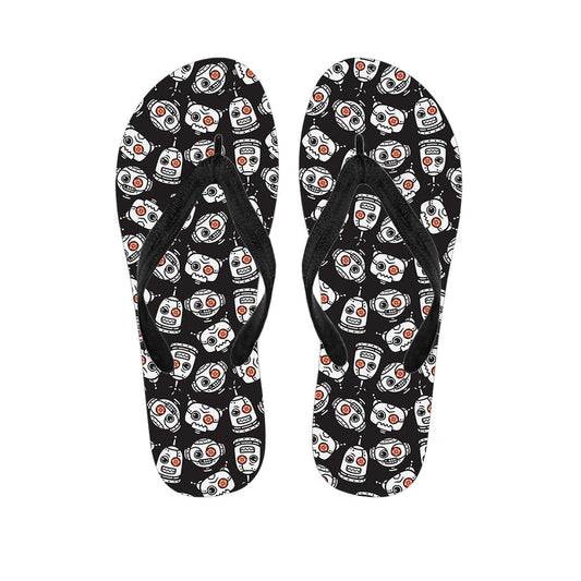 Sizzling Style: Angry Robot Hawaiian Outfit with Pattern Print Flip Flops - 1