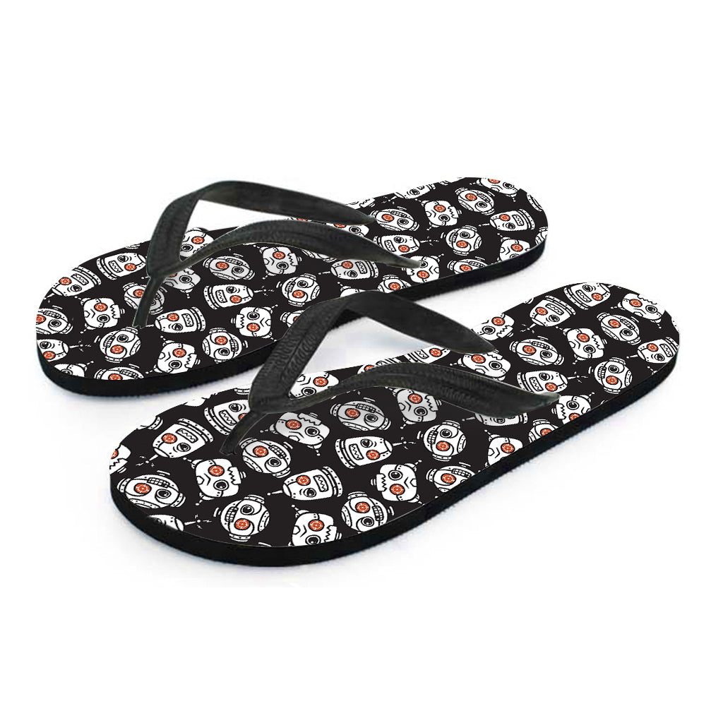 Sizzling Style: Angry Robot Hawaiian Outfit with Pattern Print Flip Flops - 2