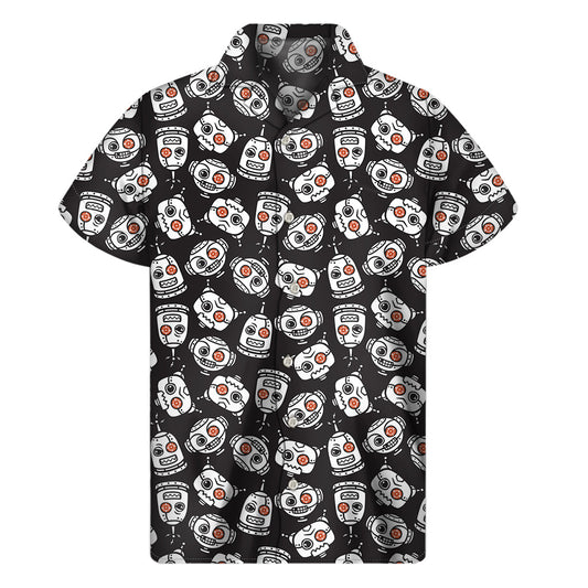 Angry Robot Aloha: Men's Hawaiian Shirt with Short Sleeves - 1
